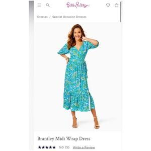 Lilly Pulitzer Brantley Midi wrap dress cumulus blue chick magnet small $228